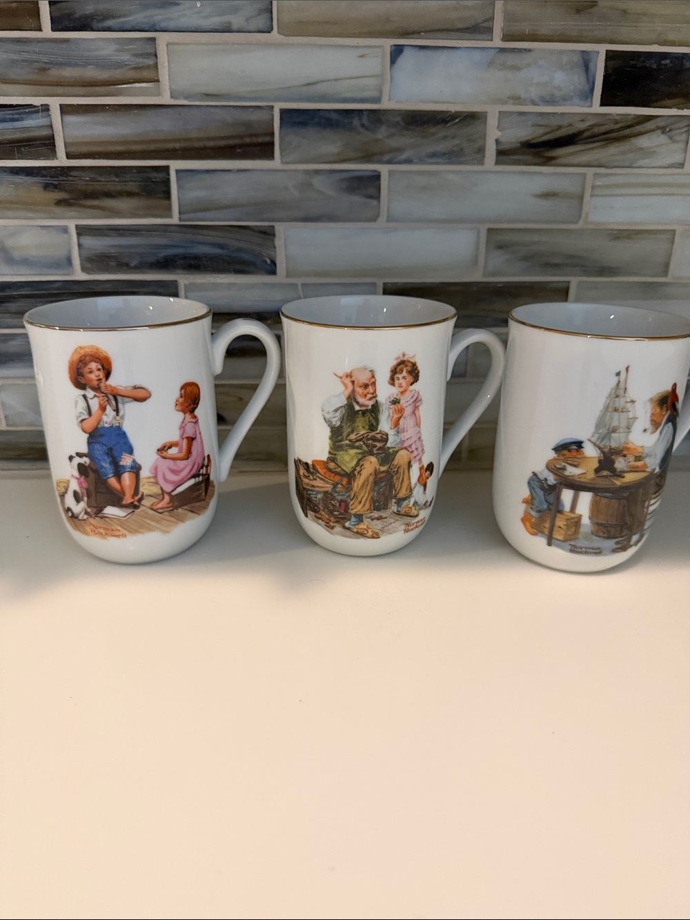 Norman Rockwell museum mugs - set of 3